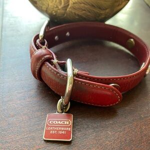 Coach Burgundy Leather Pet Collar